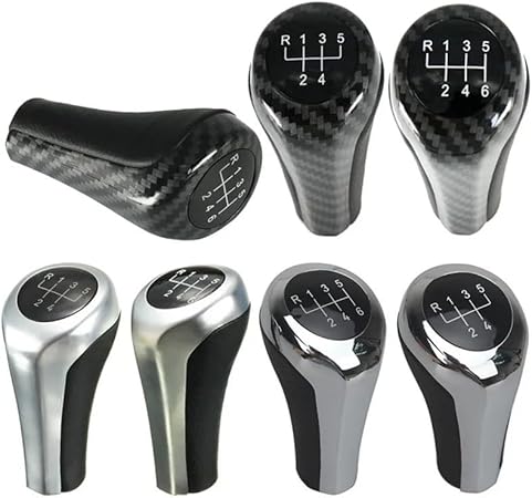 Pommeau De Vitesse Pommeau de levier de vitesse for BMW série 1 3 5 6 E46 E53 E60 E61 E63 E65 E81 E82 E83 E87 E90 E91 E92 X1 X3 X5 chromé mat en Fiber de carbone Pommeaux De Leviers De Vitesse(Carbon - Poukt