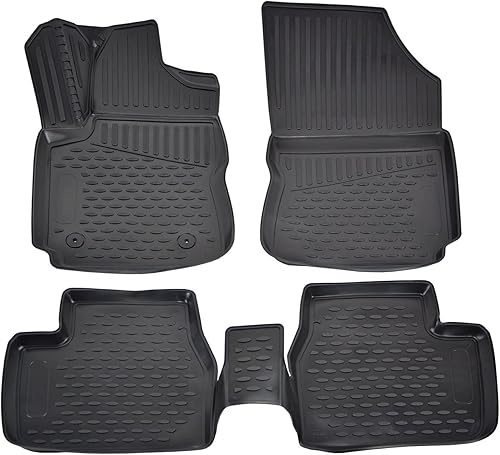 J&J AUTOMOTIVE | Tapis De Sol en Caoutchouc 3D Exclusive Compatible avec C4 Cactus Depuis 2014, Bord Haut, Noir, Antidérapant, Toutes Saisons - Poukt