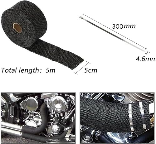 SSyang Ruban Isolant Thermique Moto Bande Thermique Echappement, 5m Ruban Isolant Thermique Isolant Thermique Bandeen Titane, Anti-Chaleur Ruban Isolant Thermique, Pour Voitures,Motos(Noir) - Poukt
