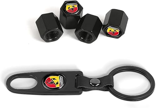 NANNUT 4pcs Bouchons Valve Pneu de Voiture, pour Abarth, Bouchons Valve avec Anneau en Caoutchouc, Couvercles Tige Étanches à Poussière, Accessoires Décoration Extérieure - Poukt