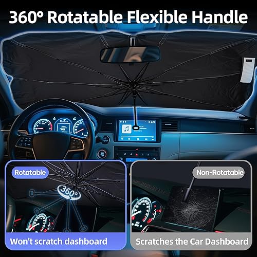 OVOISSTIY Pare Soleil Voiture Pare Brise Avant, 145x80cm Pliable Parapluie Pare Soleil Voiture, Isolation Thermique Voitures Intérieure, UV Protection Brise Soleil pour la Plupart des Auto & SUV - Poukt