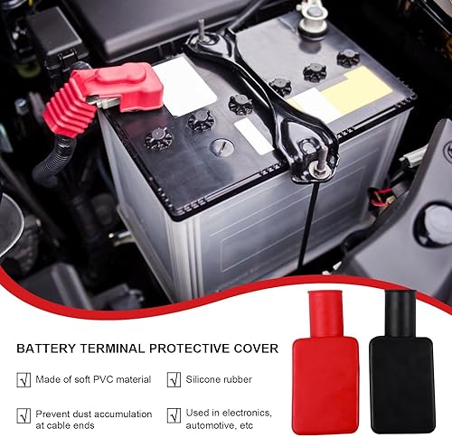Goowafur Couvercles d'isolateurs de borne de batterie,couvercle de borne de batterie de voiture | Couvertures de goujons isolants positifs et négatifs,Capuchons de protection positifs et négatifs, 2 - Poukt