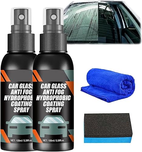 Agent antibuée hydrofuge pour pare-brise de voiture, anti-buée et revêtement hydrophobe, pour tous les types de verre (2 pièces) - Poukt