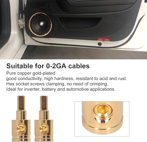 Connecteur Réducteur de Borne de Fil D'alimentation pour Amplificateur Audio de Voiture avec Serrage à Vis à Six Pans Creux, Borne de Fil D'alimentation en Cuivre Pur plaqué or - Poukt