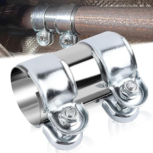 Collier Echappement Raccord de Tuyau D'Échappement Manchon Echappement 45x125mm Collier de Serrage Double pour Tuyau D'Échappement de Silencieux En Acier Inoxydable pour Voiture Moto Camions - Poukt