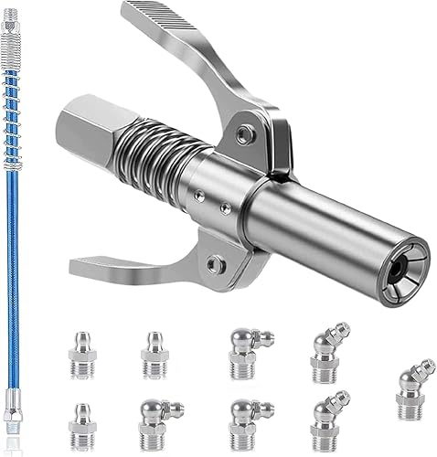 Embout de Pompe à Graisse, raccord pour Pompe à Graisse, raccord de Pompe à Graisse, pour graisseur avec poignée Pistolet, avec Tuyau de 30 cm - Poukt