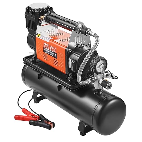 VEVOR Compresseur d'air robuste 12 V, gonfleur de pneus portable 180 L/min, kit de gonflage de pneus réservoir 6 L, 10,3 bar, avec manomètre numérique, pour camions, voitures, SUV, 4 x 4, camping-car - Poukt