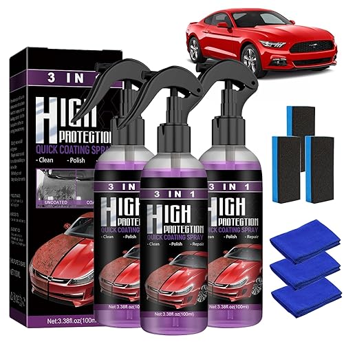3 Pièce High Protection 3 en 1 Voiture, Traitement Ceramique Voiture, Crystal Coating Spray, Polish Voiture Rayure, Nano Spray de Revêtement de Voiture pour Auto - Poukt