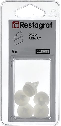 Restagraf - Fixations Agrafe de Panneau pour Garniture de Porte - Compatible avec BMW, Dacia, Mini - Réf. 11152 - Sachet de 10, Blanc - Poukt