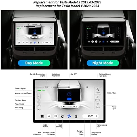 Focket Écran de siège arrière pour Model Y /3 2019-2023, 7in Touch Screen Rear Seat Display Screen for /Y, Rear Entertainment System with Air Condition Control, Seat - Poukt