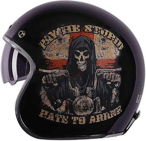 Vintage Demi Casque De Moto,ECE Homologué Casque Moto Jet à Face Ouverte avec DéGagement Rapide De Lunettes pour Cruiser Demi-Jet Adulte Hommes et Femmes Scooter Casque A,L - Poukt