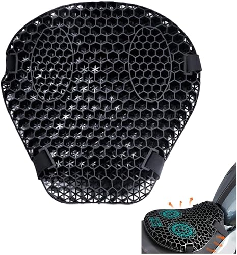 Universal Motorcycle Gel Seat Cushion, 3D Honeycomb Shock Absorbing Seat Pad, Heat-Insulating and Breathable Motorbike Gel Cushion, Stay Cool and Comfortable for Long Ride (with Mesh Cover) - Poukt