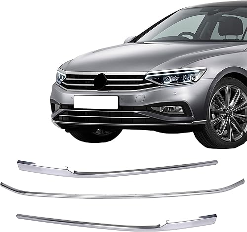 INLY Lot de 3 baguettes de pare-chocs avant en acier inoxydable chromées compatibles avec Passat B8 (à partir de 2020) - Poukt
