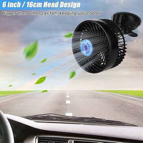Aceshop Ventilateur de Voiture 12V, 6'' Ventilateur pour Voiture avec ventouse Ions Négatifs Ventilateur 12v Voiture électrique avec Vitesse de Stepless Puissant Ventilateur Auto pour SUV VR Véhicule - Poukt
