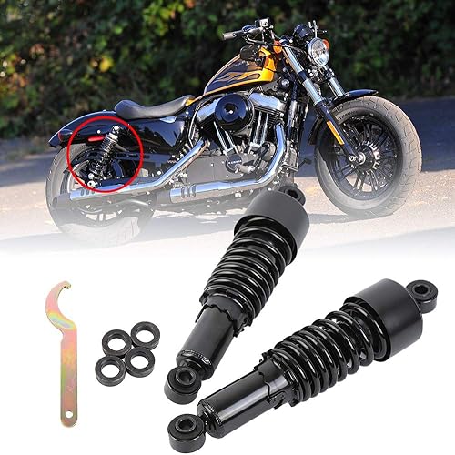 Samger Moto 10,5' 267mm Amortisseur arrière Suspension Arrière Fit Pour Harley Sportster 2004-2012 (Noir) - Poukt