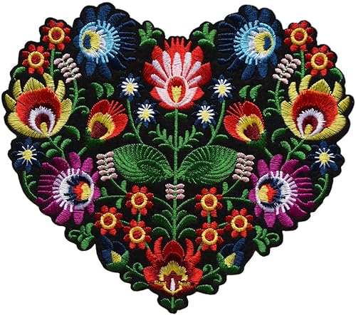 topt rasta Grand ecusson Coeur Fleur Rose Hippie 70 Paix Love Amour thermocollant 20,5x18,5cm patche Badge - Poukt
