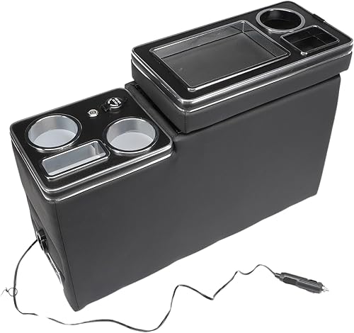 Anlseiod Console Centrale avec Compartiment de Rangement, Porte-gobelet, Port USB, éclairage LED, Allume-Cigare, Compatible avec T4, T5, T6, T6.1, Accessoire de Console Centrale Noir - Poukt