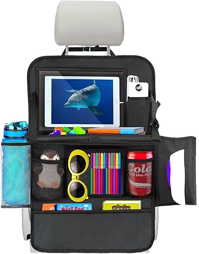 Organisateur Voiture avec Table Pliable, 13 Poches de Rangement Organisateur Voiture Enfant avec Support de Tablette à écran Tactile de 13 Pouces, Organiseur Voiture Imperméable pour les Enfants - Poukt