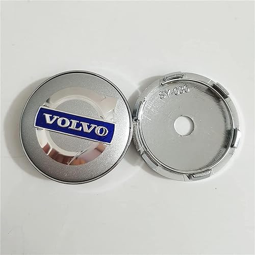 PMYJGSA 4 Pièces Cache-Moyeu pour Volvo S40 S60 S80 S90 XC40 XC60 XC90 C30 C70 V40 V60 V90 60mm,Roue Voiture Enjoliveurs Couvertures de Décorer,Capuchons de Moyeu en ABS Plastique,B - Poukt