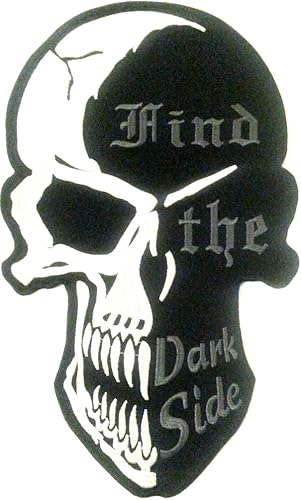 Grand Écusson Patch Badge brodé biker moto Tête de Mort Crâne grand modele Format Côté obscure Find the dark side 27 x 17 cm - Poukt