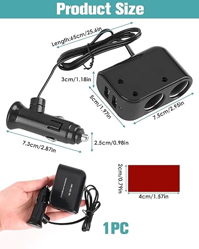 Répartiteur allume-cigare de voiture 12 V/24 V avec 2 ports USB, double chargeur de voiture, charge rapide, multiprise d'alimentation pour enregistreurs de voiture, GPS, tablette, téléphone, caméra de - Poukt