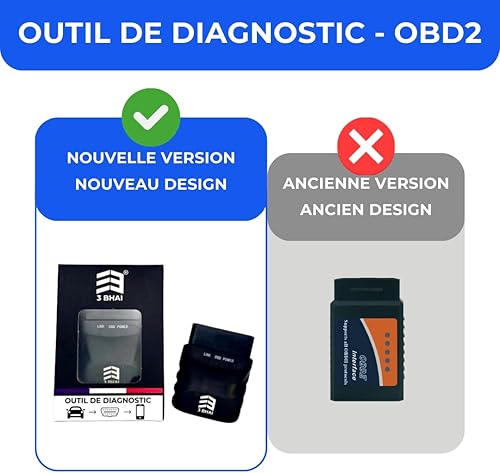 OBD2 Valise Diagnostic Auto Bluetooth + Support Technique - Effacer Les Codes ERREURS - OBD2 Diagnostic français - Android et iPhone - Vendeur Francais - Poukt