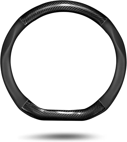 Ergocar Housse Volant Voiture Universelle, Forme en D Antidérapant Respirant Volant de Voiture Housse en Cuir, Couvre Volant de Voiture en Cuir Fibre de Carbone 36-39 cm pour la Plupart des Voitures - Poukt