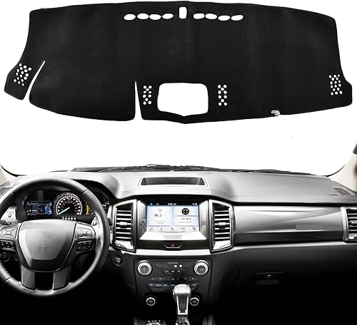QCYSTBTG Couverture de Tableau de Bord, pour Ford Ranger Wildtrak Raptor T6 2016-2020 Tapis de Tableau de Bord Tapis de Couverture de Tableau de Bord Pare-Soleil - Poukt