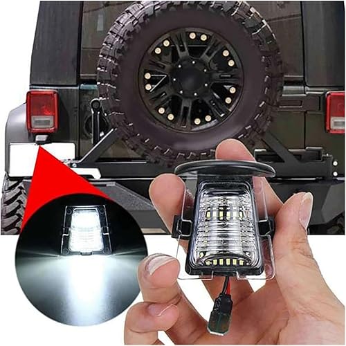 Éclairage Plaque Immatriculation Auto Pour Jeep Pour Wrangler JK JL 2007-2021 2 Pièces Lampe Signalisation Voiture Pare-chocs Arrière Support Plaque Immatriculation Lumière LED Voiture Auto Feu plaque - Poukt