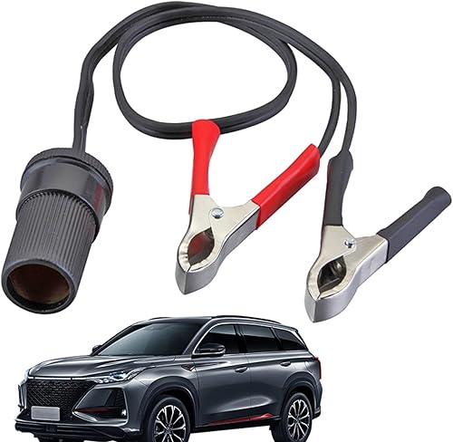 Pinces crocodiles pour batterie de voiture 30 A adaptateur allume-cigare – Rallonge de prise de briquet sûre | Prise femelle pour la conversion de borne de batterie de voiture en prise - Poukt