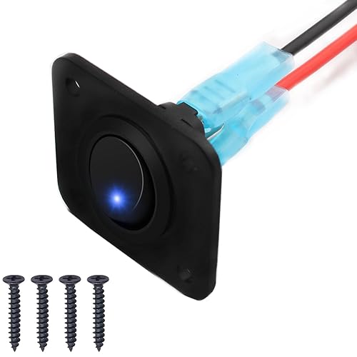 VISSQH 1 Gang 12V 20A interrupteur à bascule,Voiture interrupteur a bascule,commutateur bleu LED interrupteur rond avec câble de connexion et plaque de montage pour Bateau Voiture Camion - Poukt