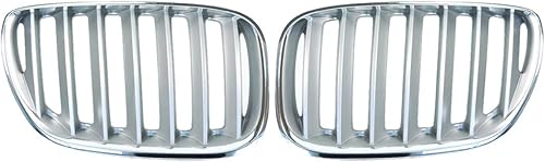 Garniture de calandre Centrale Avant de Voiture, grilles de Course compatibles for BMW X5 E53 2003 2004 2005 2006 2007 Facelift 51137124815 51137124816 - Poukt