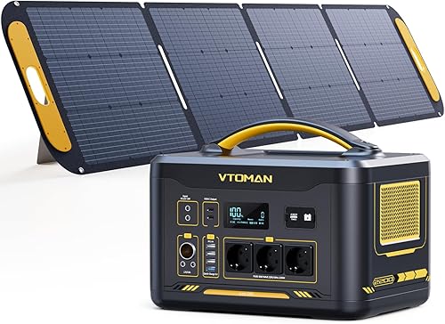 VTOMAN Jump 2200 Station électrique Portable avec 220W Panneau Solaire - 2200W/1548Wh Générateur Solaire LiFePO4 Batterie électrique Générateur, PD 100W Typ-C Sortie/USB QC 3.0 Sortie, pour Camping - Poukt