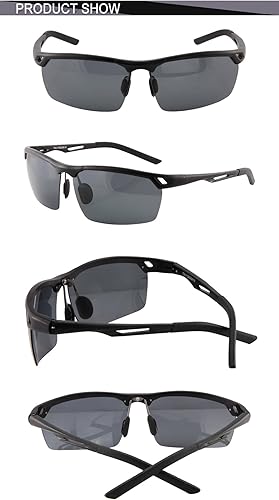 DUCO Lunettes de soleil polarisées incassables UV400 Lunettes de soleil Hommes pour sports de plein air Lunettes de soleil avec verres colorés 8550 (noir) - Poukt