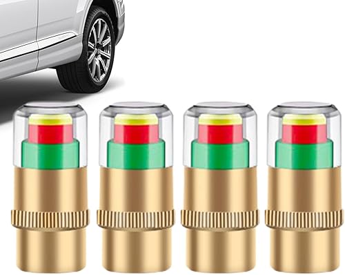 Bouchons de valve de pression des pneus de voiture, bouchons de valve de pneu, 4 bouchons de pression des pneus, moniteur de pression des pneus de voiture, bouchons de valve capteur, alarme 3 couleurs - Poukt