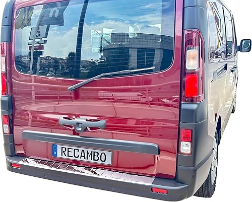 RECAMBO Protection de seuil de Chargement en Acier Inoxydable Compatible avec Renault Trafic III à partir de 2014, Mat brossé avec Texture, Style et Protection pour Le Pare-Chocs - Poukt