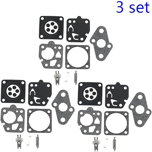 Kit de réparation de carburateur pour débroussailleuse Kawasaki TD24 TD25 TD33 TD40 TD48 TG24 TG25 TG33 Modèles 3 ensembles de 8 pièces chacun - Poukt