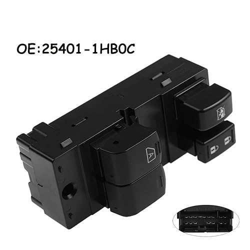 Commutateur de lève-vitre de porte de véhicule Interrupteur de vitre électrique pour Nissan pour Micra 2010-2018 254011HB0C 25401-1HB0C 25401-3BB0C 254013BB0C Accessoire automobile - Poukt