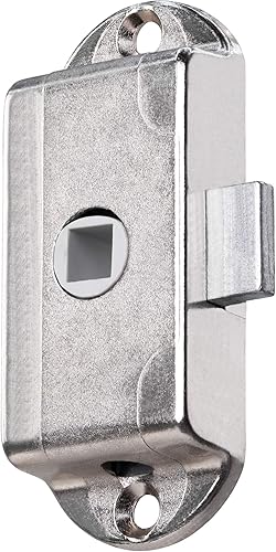Gedotec Serrure pour Porte de Meuble, Armoire, Commode, Placard, Bureau Vintage, Garde-Robe, Tiroir | Ferme Porte en Acier Nickelé Mat pour Chambre | Verrou avec Gâche 15mm - Droit - 1 Pièce - Poukt