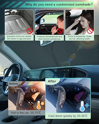 GAFAT Compatible avec Mercedes Benz GLE W167 / GLS X167 2020-2024 2025 Protection solaire pour pare-brise intérieur, pare-brise, pare-brise, pare-soleil, protection UV, accessoires GLE W167 - Poukt