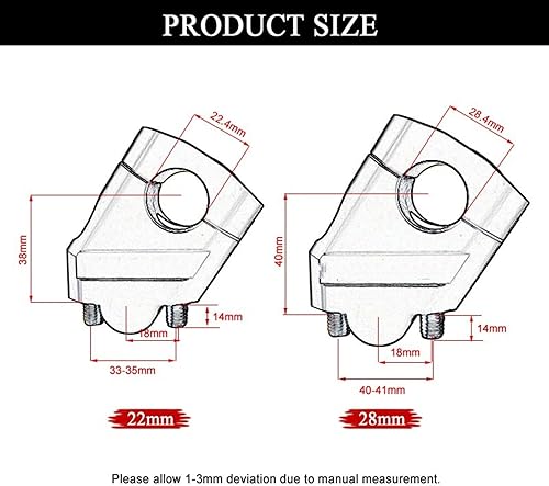 Handlebar Riser pour Suzuki Moto 22mm 28mm Guidon rehaussement Barre Montante Support de Pince rehausseurs Guidon Moto (Taille : 28mm Silver) - Poukt