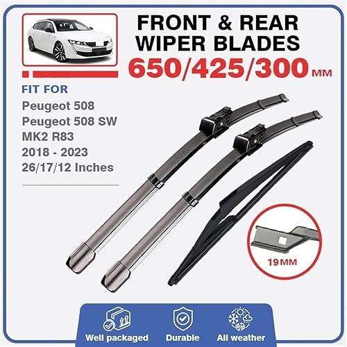 AjaxCat Balai d'essuie-Glace - Balai d'essuie-Glace Plat pour Peugeot 508 508SW 508 SW MK2 R83 2018-2023 - Avant - Quantité: 2 - Poukt