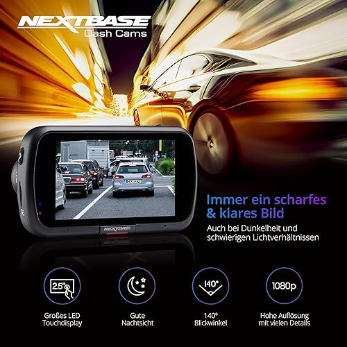 Nextbase Caméra embarquée 322 GW + carte SD 64 Go | 1080p Full HD avec Wi-Fi et GPS | Écran tactile 2,5' | SOS d'urgence | Mode stationnement | Support magnétique - Poukt