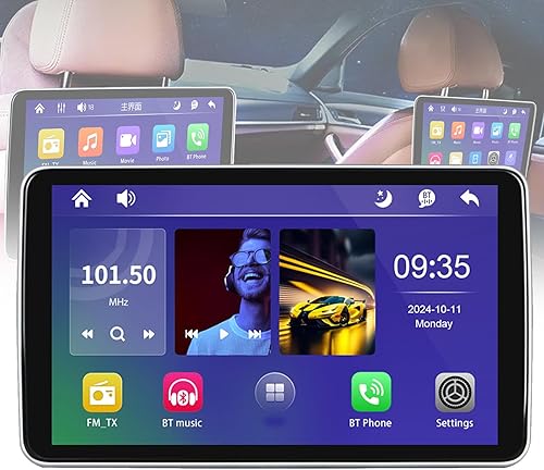 VNATWGOO Moniteur D'Appuie-TêTe TV De Voiture pour SièGe ArrièRe De Voiture, éCran Tactile D'Appuie-TêTe De Voiture, éCran Tactile IPS De 10,1 Pouces, Prend en Charge Plusieurs MéThodes De Connexion - Poukt