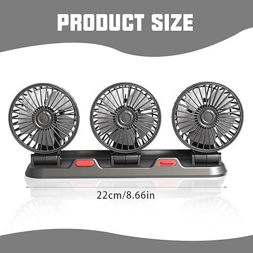 XPJBKC Ventilateur Voiture, Ventilateur de Véhicule Trois Têtes, Ventilateur de Voiture USB Portable,Rotatifs à 360 °,2 Vitesses,Ventilateur de Refroidissement de Voiture pour Tableau Bord de Voiture - Poukt