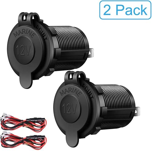 Giantdeer Prise Allume-cigare Universelle étanche 12V-24V DC pour Voiture Bateau Moto (lot de 2) - Poukt