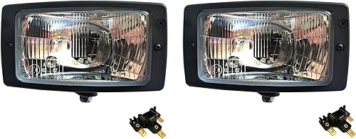MelTruck® 2 phares principaux H4 12 V 24 V pour feux de route, feux de croisement, feux de position et 2 fiches - Poukt