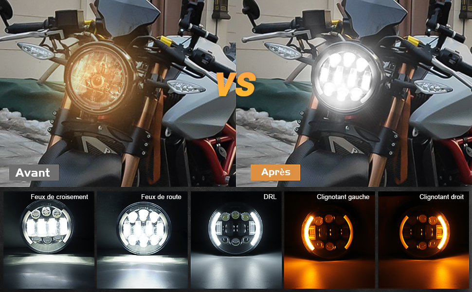 faro moto phare led moto rond feux avant led moto phare led pour moto phare moto led