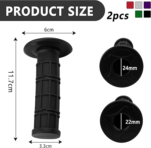 2 Pièces Poignée Moto,Caoutchouc Antidérapant Poignee Moto avec 22mm à Gauche & 24mm à Droite Compatibles avec CRF KXF,Universel Poignet Moto Accessoires Moto pour Femmes & Hommes (Vert) - Poukt