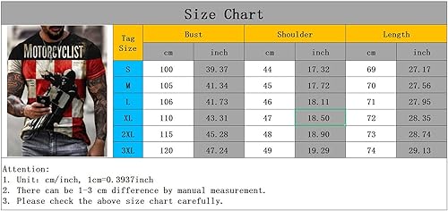 Keephen T-Shirt imprimé Lettres Moto pour Hommes T-Shirt rétro col Rond Manches Courtes Biker T-Shirts Moto - Poukt